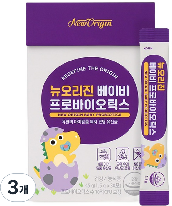 유한건강생활 뉴오리진 베이비 프로바이오틱스 유산균 30p, 45g, 3개