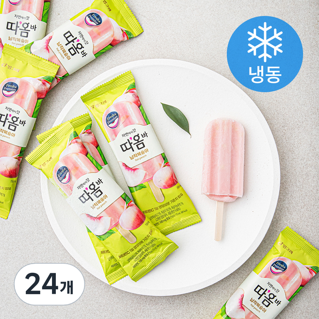 빙그레 따옴바 납작복숭아 아이스크림 (냉동), 75ml, 1개입, 24개