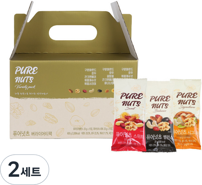에코밀 퓨어넛츠 버라이어티 스위트 10p + 밸런스 10p + 시그니처 10p 견과세트, 600g, 2세트