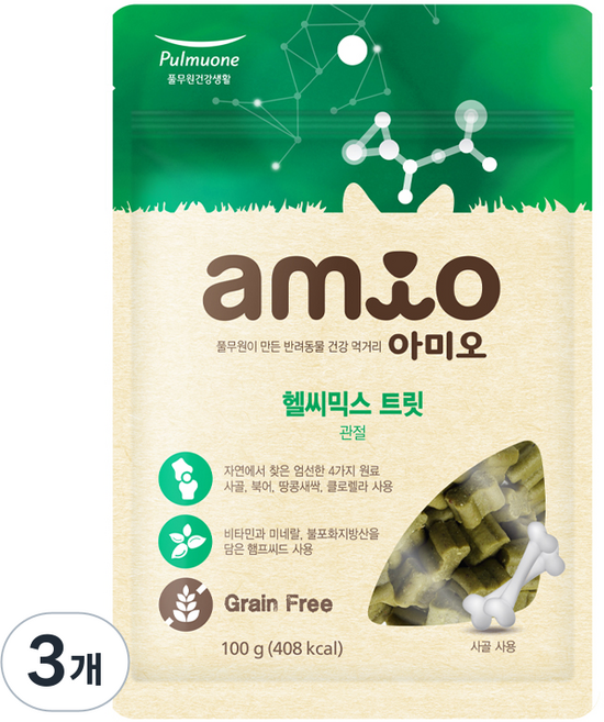 풀무원아미오 강아지 헬씨믹스 트릿 영양제, 3개, 뼈/관절강화