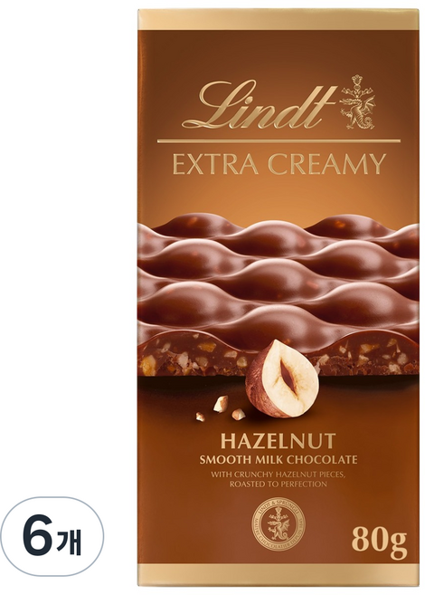 Lindt 瑞士蓮 特濃榛果風味, 80g, 6個