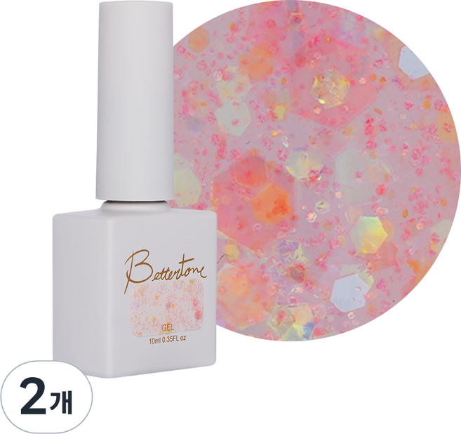아이빛 베러톤 쥬시후레시 글리터 젤 네일, BJ-02 자몽, 10ml, 2개