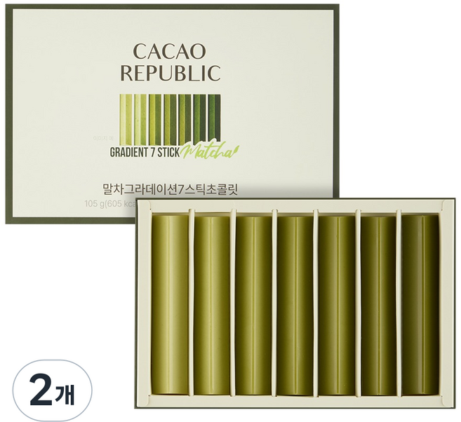 카카오리퍼블릭 말차 그라데이션 7스틱 초콜릿, 2개