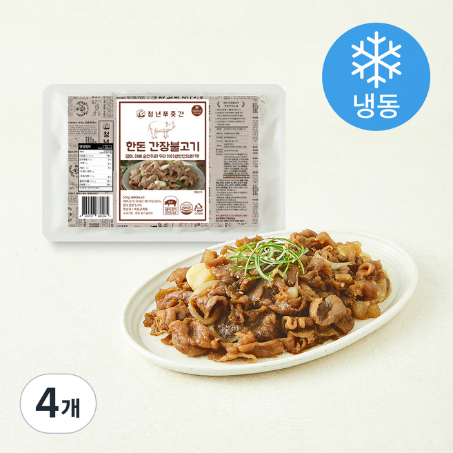 청년푸줏간 한돈 간장불고기 (냉동), 4개, 500g