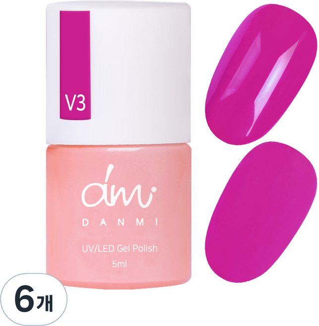 단미 컬러 네일젤, V3 네온 포도, 5ml, 6개