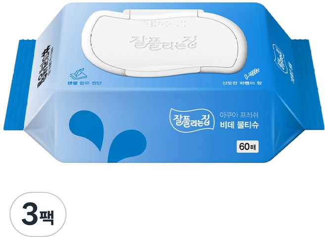 잘풀리는집 아쿠아 프레쉬 비데 물티슈 캡형, 70g, 60매, 3팩