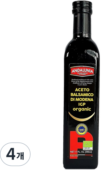 안달루니아 유기농 아세토 모데나 발사믹식초, 4개, 500ml