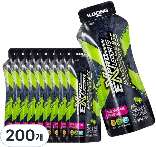 일동생활건강 하이브리드 에너지 파워젤 청포도, 44g, 200개 - 쿠팡