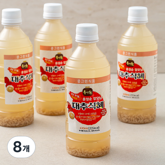 윤성순콩킹 맑은 엿기름 16시간 장모님 국내산 대추식혜, 430ml, 8개