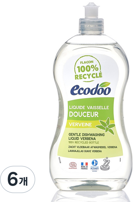 에코두 젠틀 주방용 세제 리퀴드 버베나, 500ml, 6개