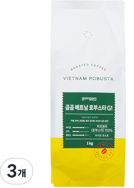 곰곰 베트남 로부스타 G1, 1kg, 3개