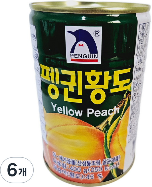 펭귄 황도, 400g, 6개