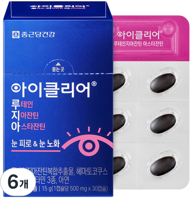 아이클리어 정품 루테인지아잔틴 아스타잔틴, 30정, 6개