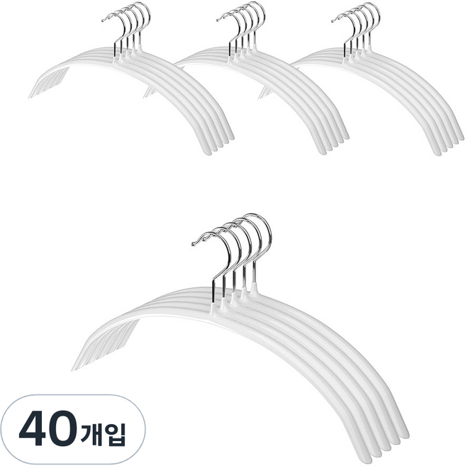 코멧 홈 논슬립 라운드 옷걸이, 화이트, 40개
