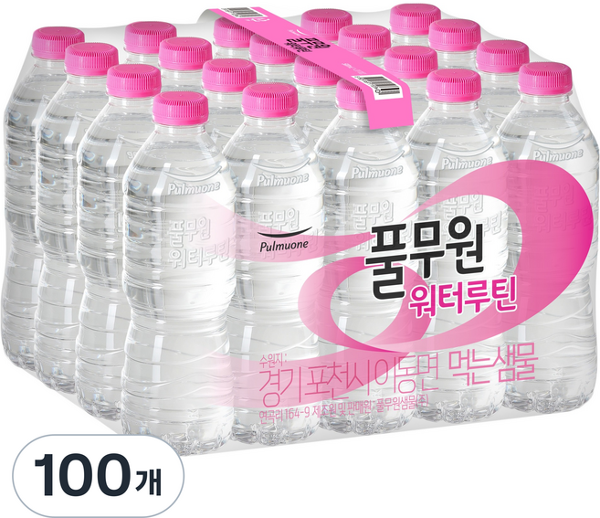 풀무원샘물 워터루틴 먹는샘물 무라벨, 500ml, 100개