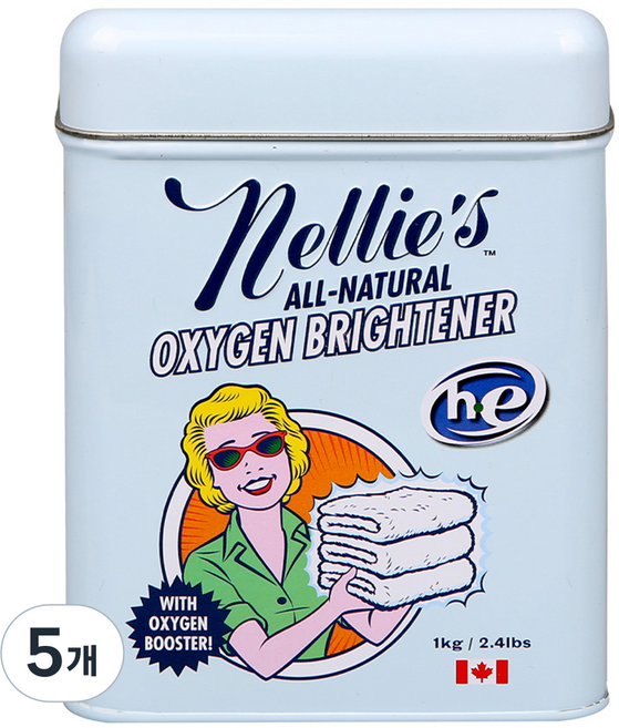 넬리 산소 표백제 유아세탁세제 본품, 1kg, 5개
