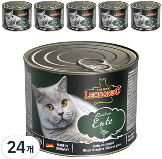 레오나르도 어덜트 고양이 습식사료, 오리, 200g, 24개