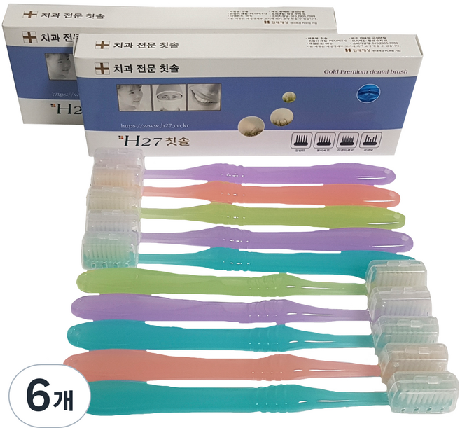 금성덴탈 H27 청소년용 이중미세모 칫솔, 6세트, 5개입