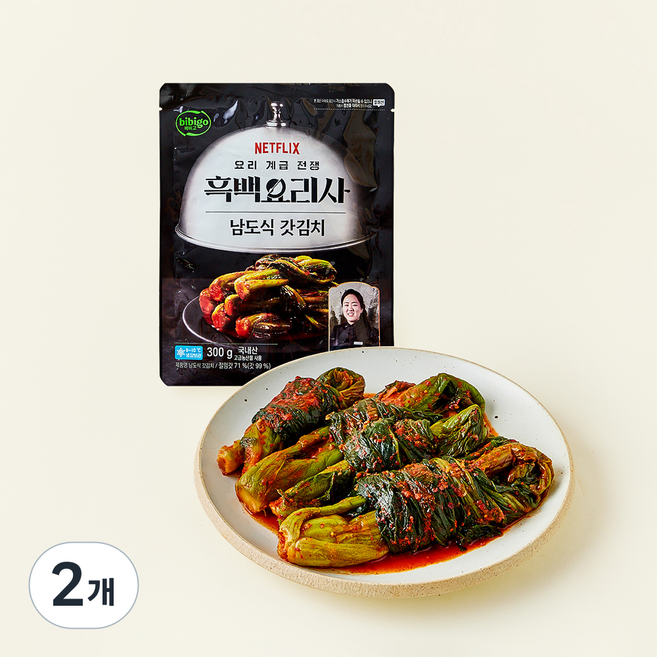 비비고 흑백요리사 술 빚는 윤주모셰프 남도식 갓김치, 300g, 2개