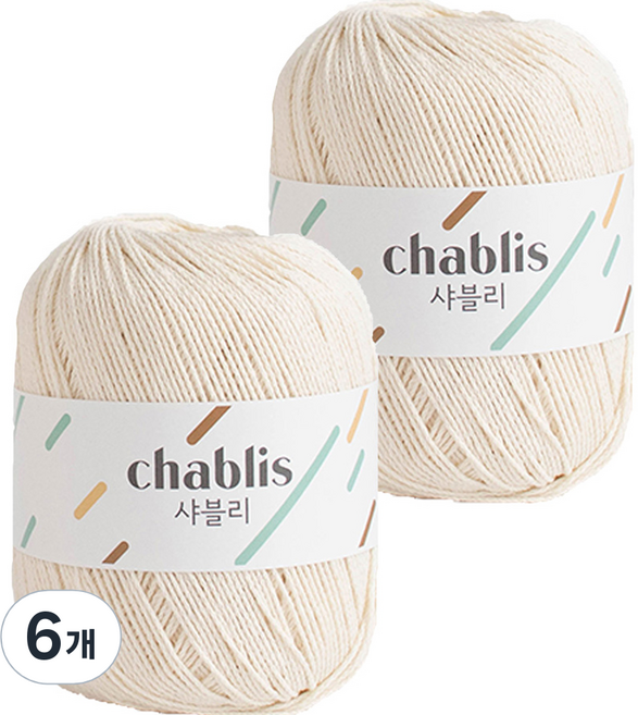 yarna 샤블리 면사 뜨개실, 102 화이트크림, 6개