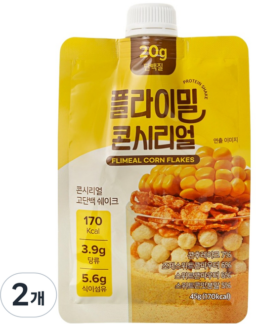 플라이밀 단백질 쉐이크 파우치 콘시리얼 7p, 2개, 315g