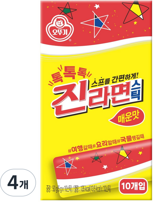 오뚜기 톡톡톡 진라면 스틱 매운맛 10p, 50g, 4개