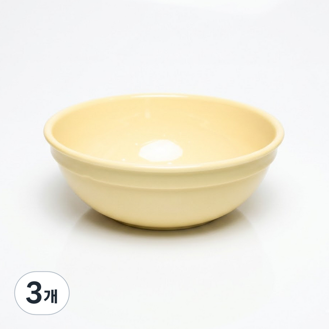 리빙메이트 단체급식 표준형 PC 식판국그릇 14 x 5.3 cm, 바닐라 크림, 3개