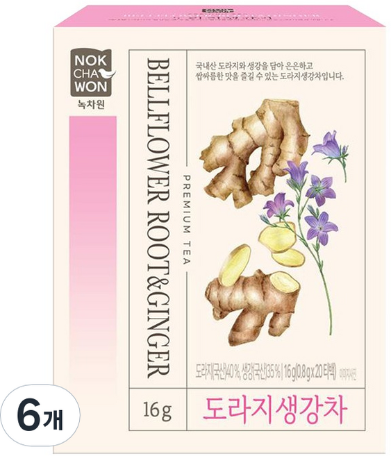 녹차원 도라지 생강차, 800mg, 6개, 20개입