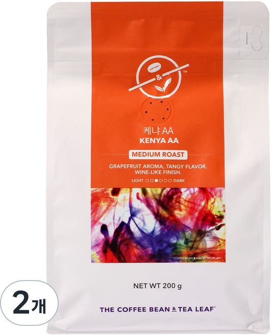 커피빈 케냐 AA 원두, 홀빈(분쇄안함), 200g, 2개