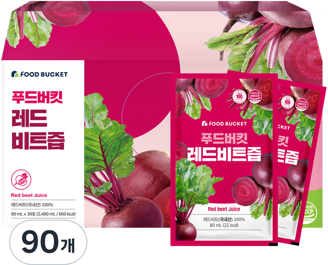 푸드버킷 레드비트즙, 80ml, 90개