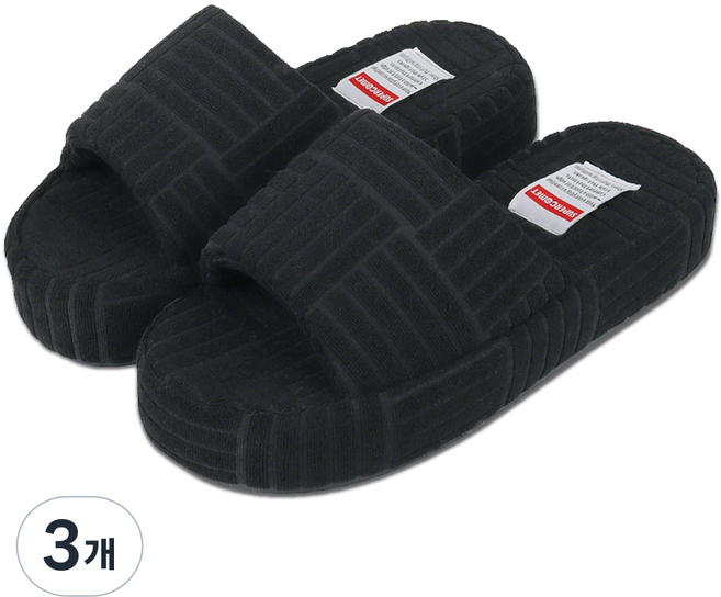 슈퍼카미트 푹신한 쿠션 테리 룸 슬리퍼 ss72, 블랙, 3개