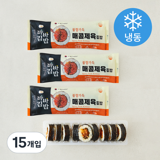올곧 바바김밥 매콤제육김밥 (냉동), 230g, 15개입