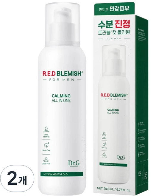 닥터지 레드 블레미쉬 포 맨 진정 올인원, 200ml, 2개 - 쿠팡