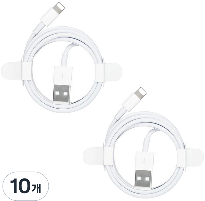 이츠라이프 A타입-애플8핀 라이트닝 아이폰 고속 충전 케이블, 1m, 화이트, 10개