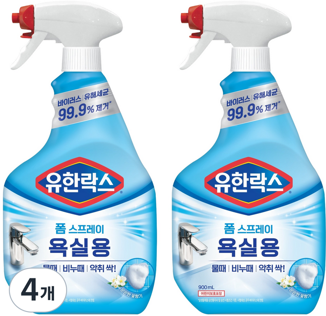 유한락스 유한양행 폼스프레이 욕실용 세정제, 4개, 900ml
