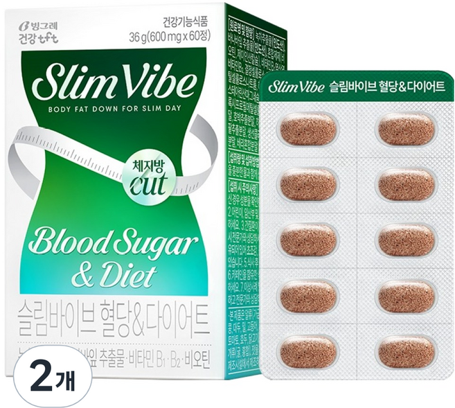티에프티 슬림바이브 혈당 다이어트 식품, 60정, 2개