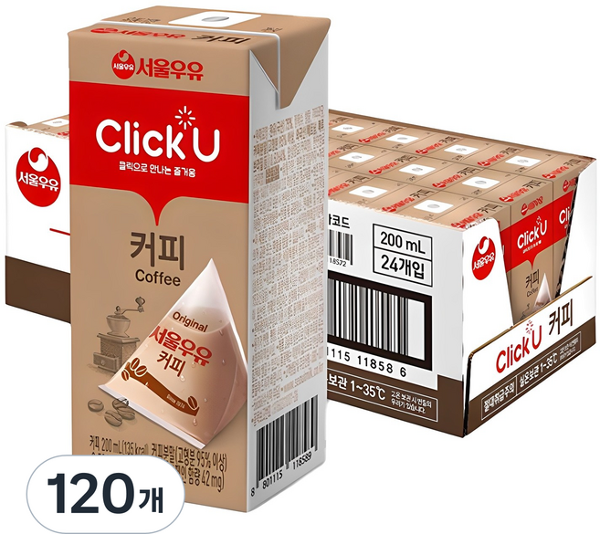 클릭유 커피우유, 200ml, 120개