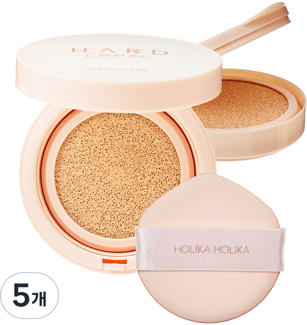 HOLIKA HOLIKA 硬殼完美氣墊粉餅EX + 補充蕊組合, 5個, 03沙色象牙白