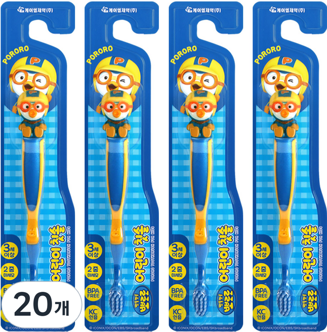케이엠제약 뽀로로 어린이 칫솔, 혼합색상, 1개입, 20개