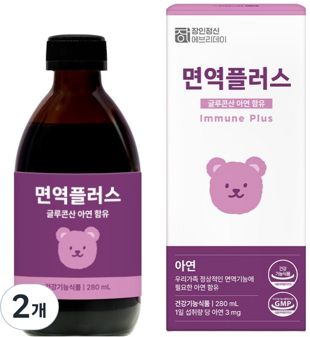 장인정신에브리데이 면역플러스 아연, 280ml, 2개