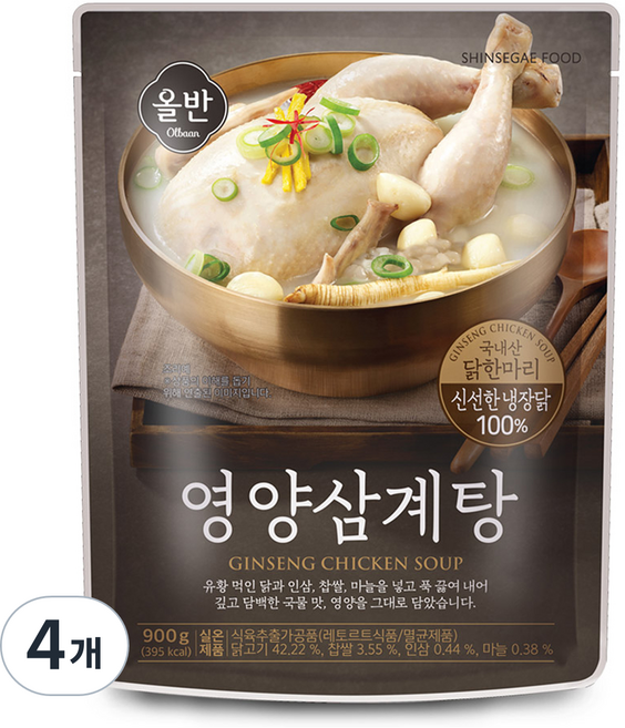 올반 키친 영양 삼계탕, 900g, 4개