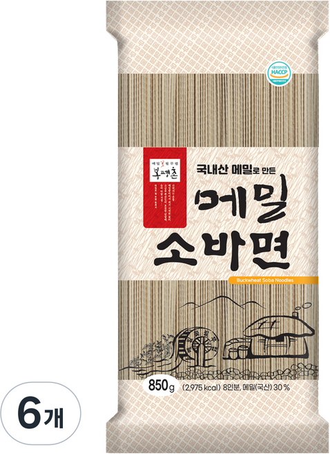 Bongpyung 韓國產蕎麥製成的蕎麥麵, 6個, 850g