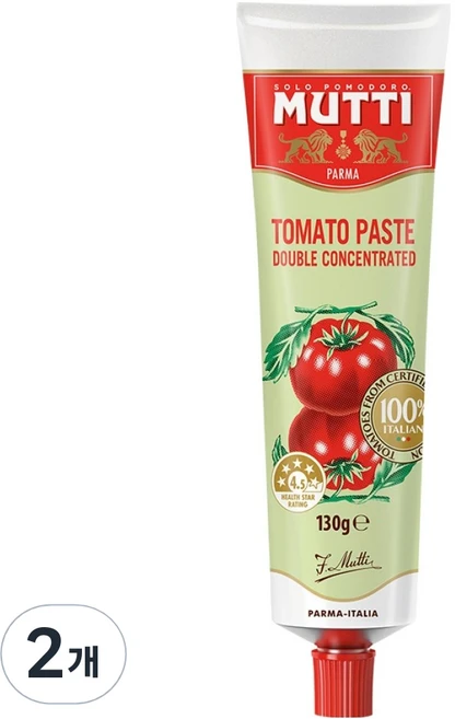 무티 토마토 페이스트 더블 콘센트레이티드, 2개, 130g - 쿠팡