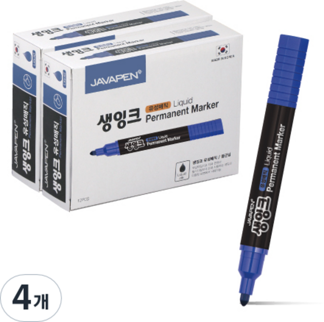 자바펜 생잉크 유성 매직 12p, 파랑, 48개