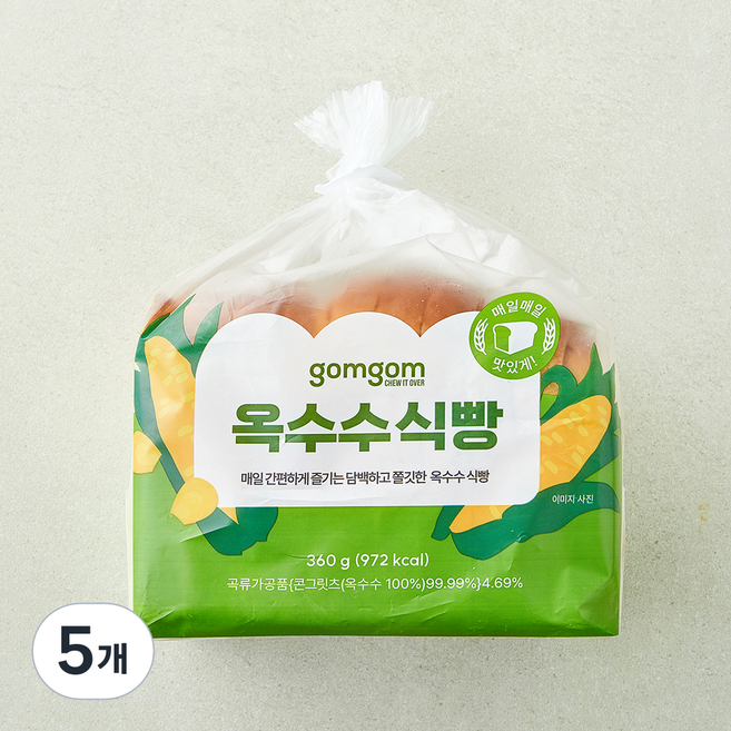 곰곰 옥수수식빵, 360g, 5개