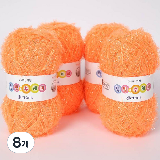 연일섬유 웰빙수세미 실, 17번 형광피치, 8개