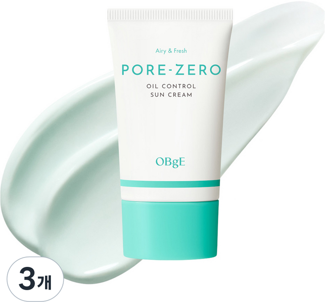 OBge 포어 제로 오일 컨트롤 선크림 SPF50+ PA++++, 50ml, 3개