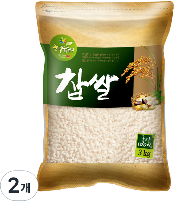 현대농산 해담터 찹쌀, 3kg, 2개