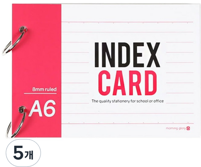 모닝글로리 A6 정보카드 수첩 80매, 핫핑크, 5개