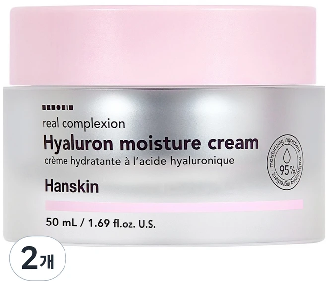한스킨 리얼 컴플렉션 히알루론 모이스처 크림, 2개, 50ml - 쿠팡
